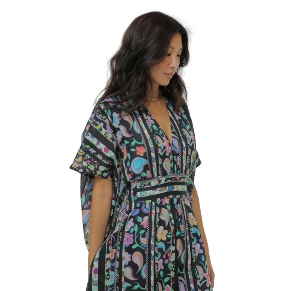 Sara Joy Painted Paisley Caftan Light Weight One Size - Picture 2 of 10